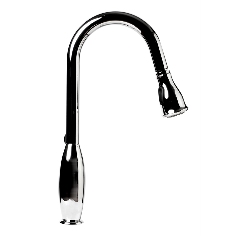 Pemberly Row Polished Chrome Traditional Gooseneck Pull Down Kitchen Faucet