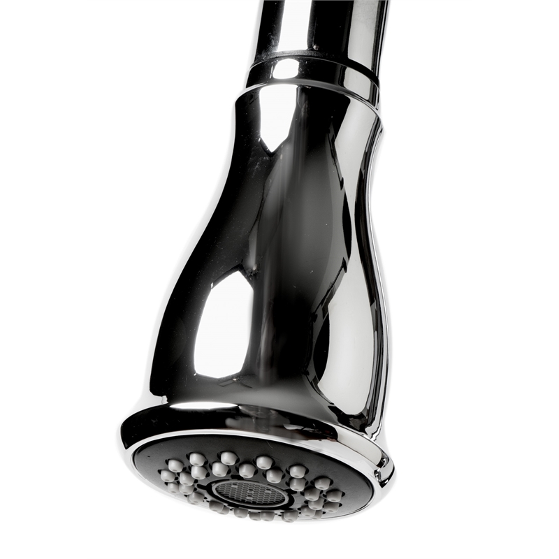 Pemberly Row Polished Chrome Traditional Gooseneck Pull Down Kitchen Faucet