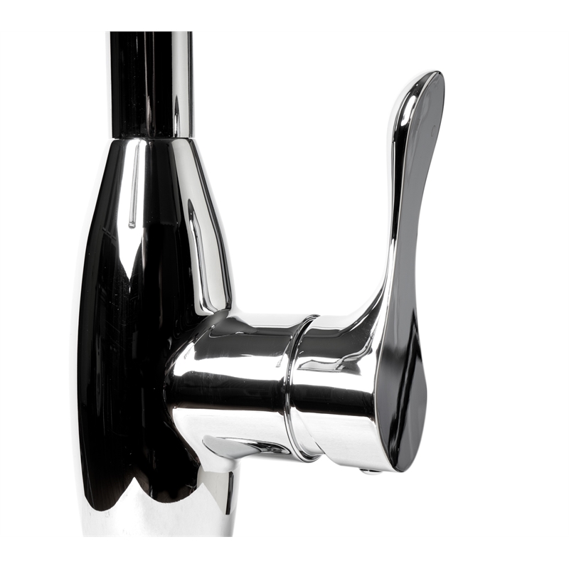 Pemberly Row Polished Chrome Traditional Gooseneck Pull Down Kitchen Faucet
