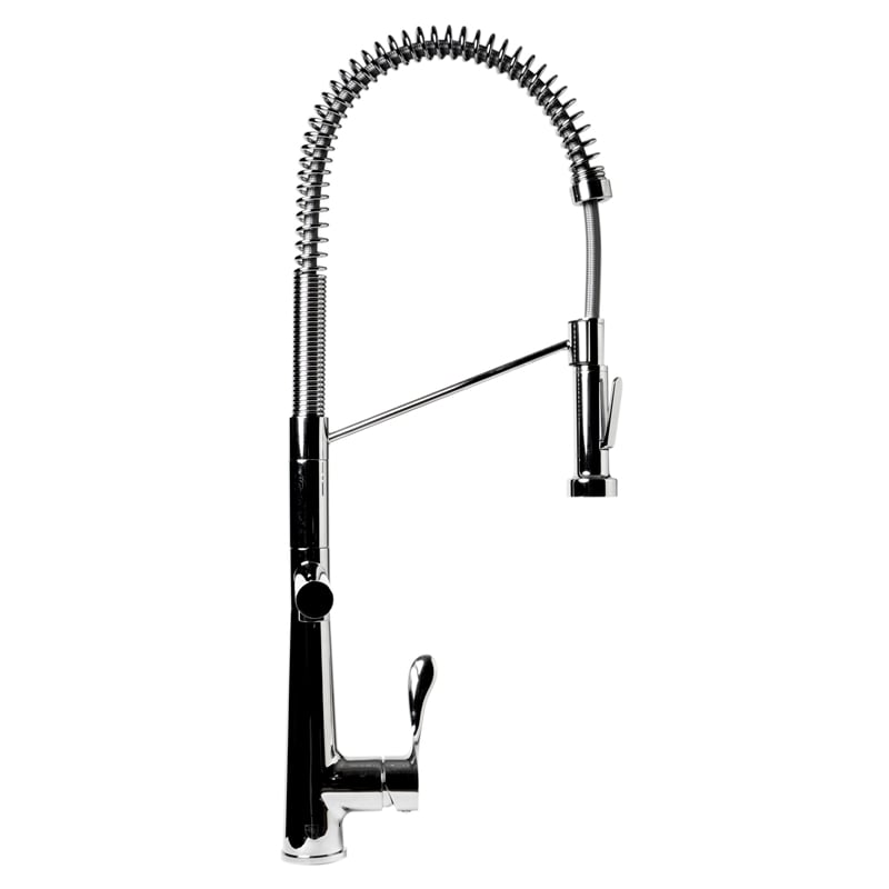 Pemberly Row Polished Chrome Double Spout Commercial Spring Kitchen Faucet