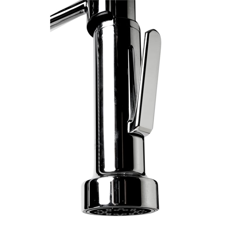 Pemberly Row Polished Chrome Double Spout Commercial Spring Kitchen Faucet