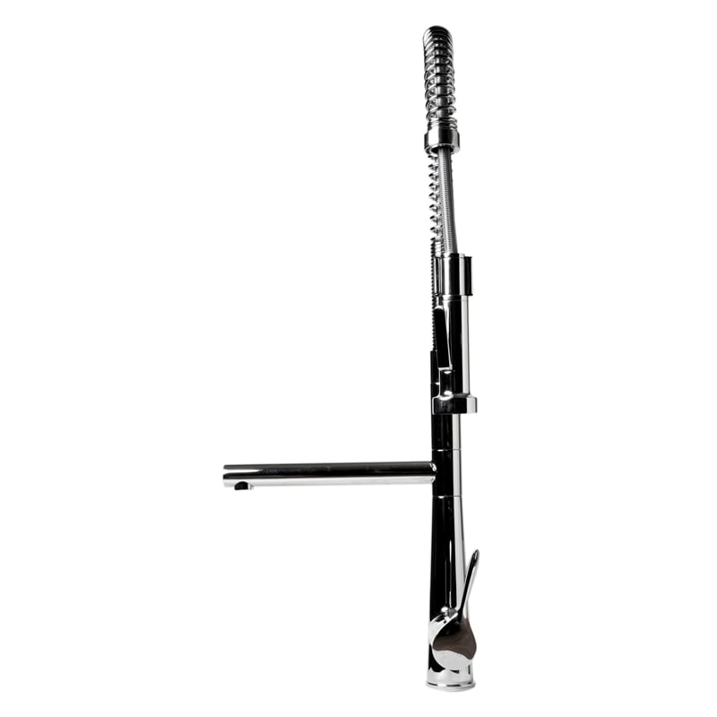 Pemberly Row Polished Chrome Double Spout Commercial Spring Kitchen Faucet