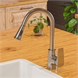 Pemberly Row Brushed Nickel Square Gooseneck Pull Down Kitchen Faucet