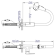 Pemberly Row Brushed Nickel Square Gooseneck Pull Down Kitchen Faucet