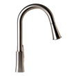 Pemberly Row Brushed Nickel Square Gooseneck Pull Down Kitchen Faucet