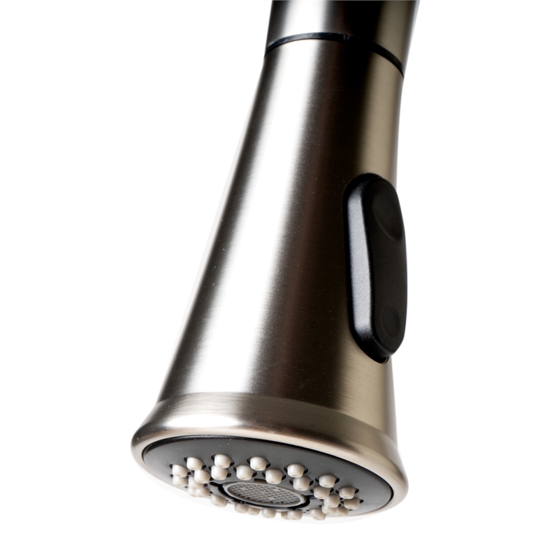 Pemberly Row Brushed Nickel Square Gooseneck Pull Down Kitchen Faucet