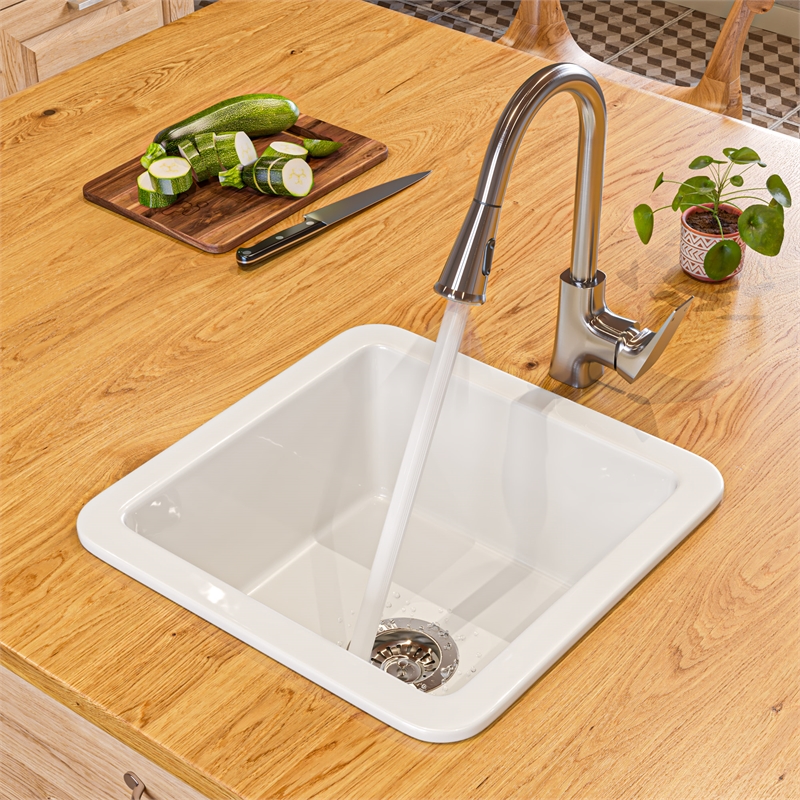 Pemberly Row Brushed Nickel Square Gooseneck Pull Down Kitchen Faucet