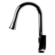 Pemberly Row Polished Chrome Square Gooseneck Pull Down Kitchen Faucet