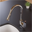 Pemberly Row Polished Chrome Square Gooseneck Pull Down Kitchen Faucet