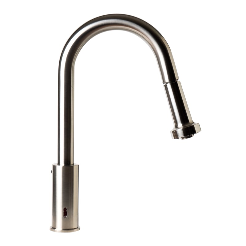 Pemberly Row Brushed Nickel Sensor Gooseneck Pull Down Kitchen Faucet