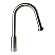 Pemberly Row Brushed Nickel Sensor Gooseneck Pull Down Kitchen Faucet