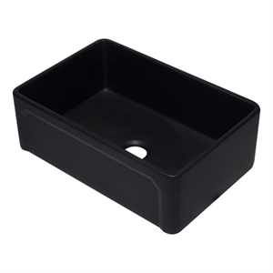 Pemberly Row 30&quot Black Reversible Single Fireclay Farmhouse Kitchen Sink