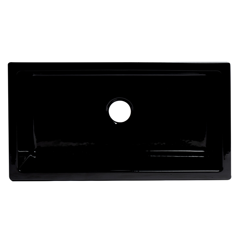 Pemberley Row Fireclay Black Gloss Farm Sink Rectangular Reversible 33.125