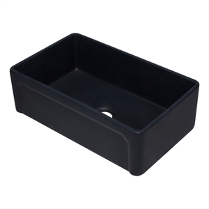 Pemberly Row 33&quot Black Reversible Single Fireclay Farmhouse Kitchen Sink