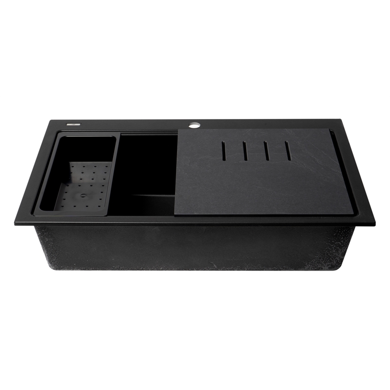 Pemberly Row Granite Composite Workstation Single Bowl Drop Sink w/ Accessories
