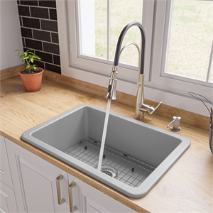 Pemberly Row Gray 27&quot x 18&quot Fireclay Undermount/Drop In Firelcay Kitchen Sink