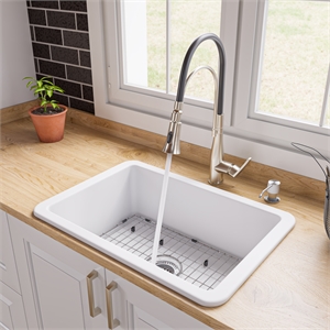 Pemberly Row White 27&quot x 18&quot Fireclay Undermount / Drop In Firelcay Kitchen Sink