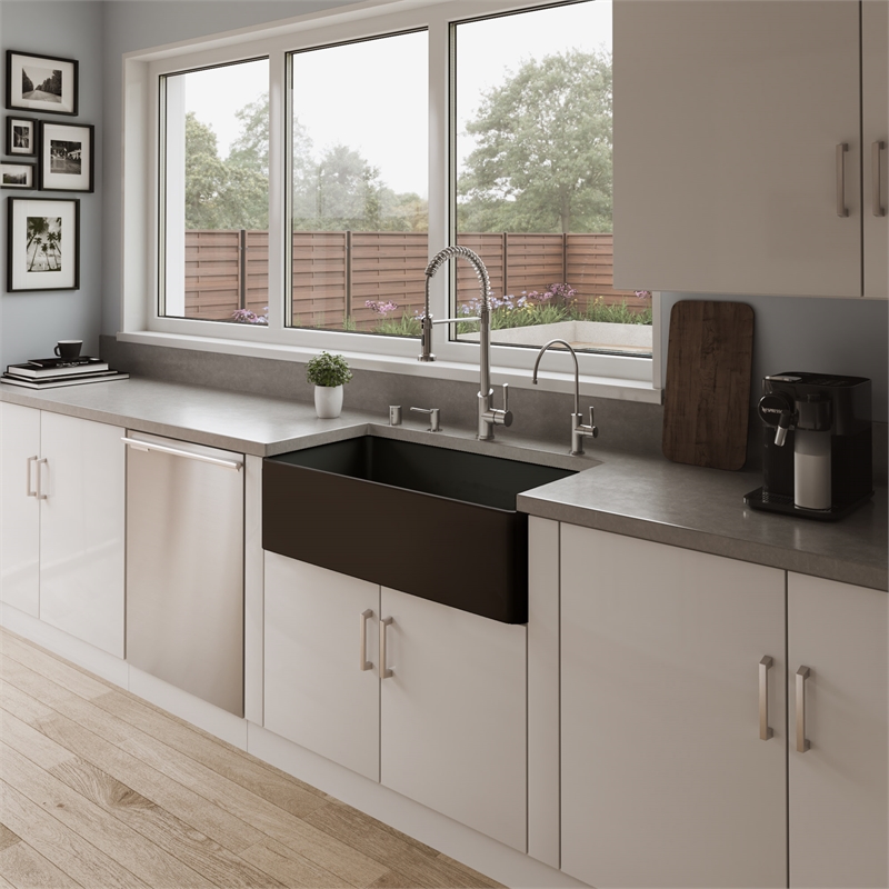 Pemberly Row Black Matte Smooth Apron 36