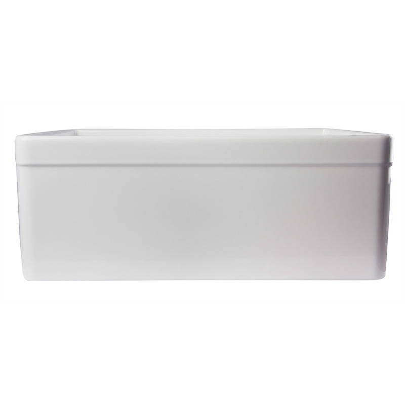 Pemberly Row Decorative Lip Apron Single Bowl Fireclay Farmhouse Kitchen Sink