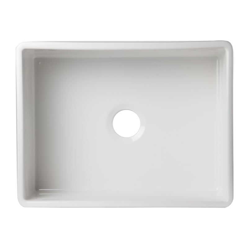 Pemberly Row Decorative Lip Apron Single Bowl Fireclay Farmhouse Kitchen Sink