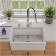 Pemberly Row Decorative Lip Apron Single Bowl Fireclay Farmhouse Kitchen Sink