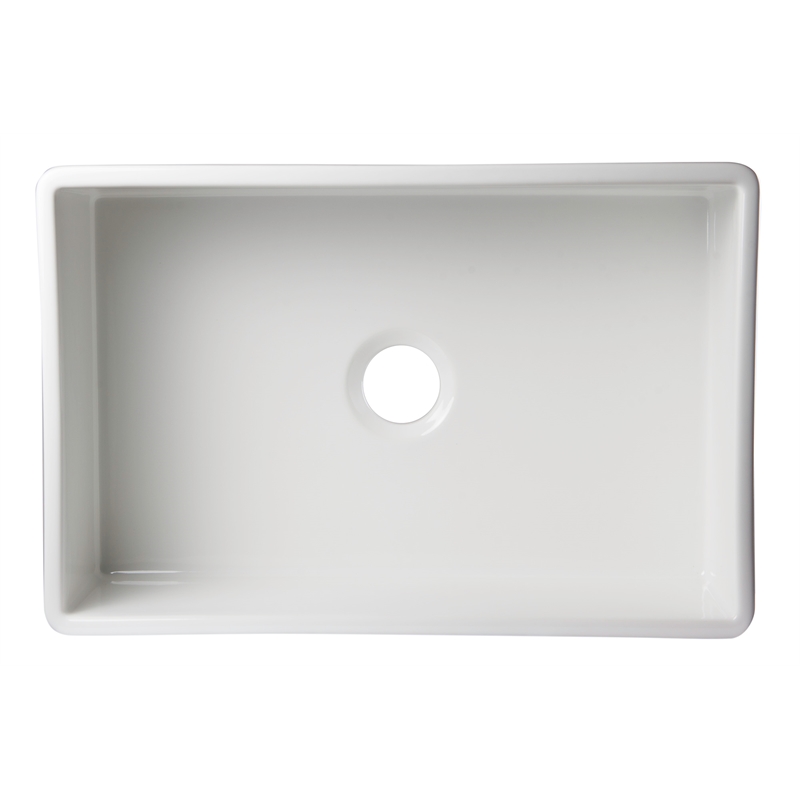 Pemberly Row Decorative Lip Apron Single Bowl Fireclay Farmhouse Kitchen Sink