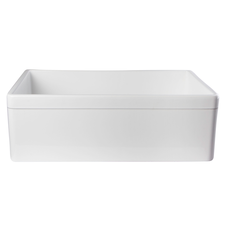 Pemberly Row Decorative Lip Apron Single Bowl Fireclay Farmhouse Kitchen Sink