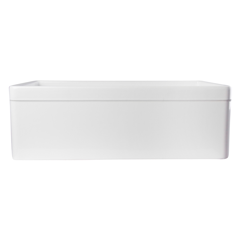 Pemberly Row Decorative Lip Apron Single Bowl Fireclay Farmhouse Kitchen Sink