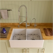 Pemberly Row Decorative Lip Apron Double Bowl Fireclay Farmhouse Kitchen Sink
