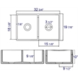 Pemberly Row Decorative Lip Apron Double Bowl Fireclay Farmhouse Kitchen Sink