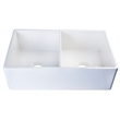 Pemberly Row Decorative Lip Apron Double Bowl Fireclay Farmhouse Kitchen Sink