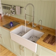 Pemberly Row Decorative Lip Apron Double Bowl Fireclay Farmhouse Kitchen Sink