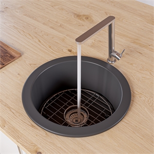 Pemberly Row Black Matte Round 18&quot x 18&quot Undermount / Drop In Fireclay Prep Sink