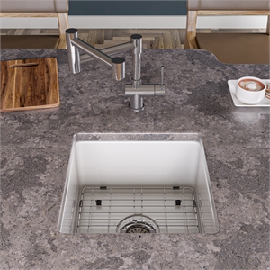 Pemberly Row White Square 18&quot x 18&quot Undermount / Drop In Fireclay Prep Sink