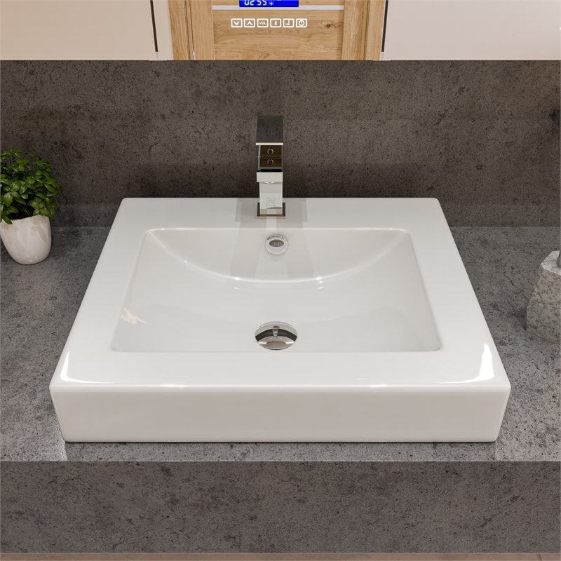 Pemberly Row Polished Chrome Square Single Lever Bathroom Faucet