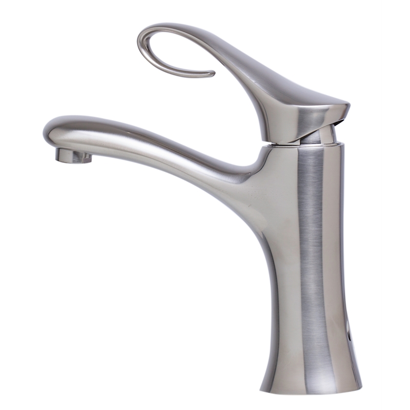 Pemberly Row Contemporary Brushed Nickel Single Lever Bathroom Faucet