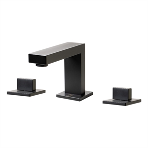 Pemberly Row Contemporary Black Matte Widespread Modern Bathroom Faucet