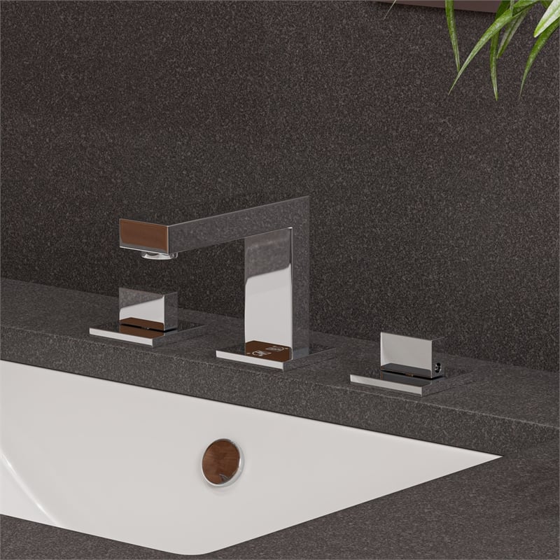 Pemberly Row Polished Chrome Modern Widespread Bathroom Faucet