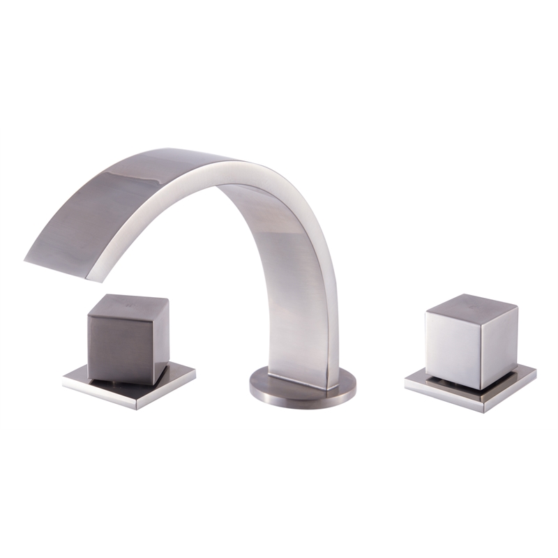 Pemberly Row Brushed Nickel Modern Widespread Bathroom Faucet