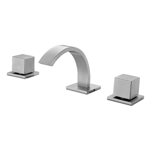 Pemberly Row Brushed Nickel Modern Widespread Bathroom Faucet