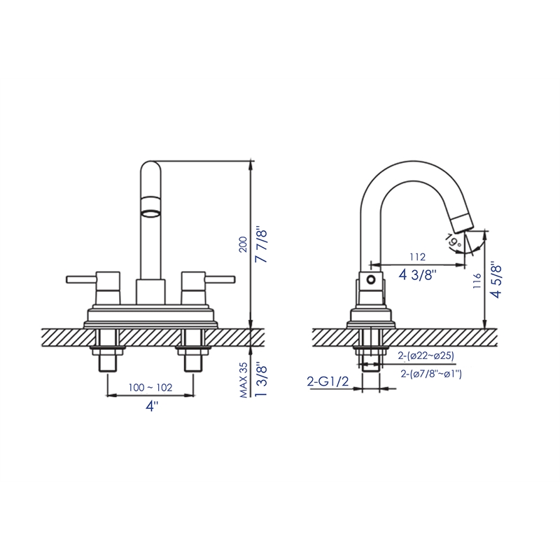 Pemberly Row Brushed Nickel Two-Handle 4'' Centerset Bathroom Faucet