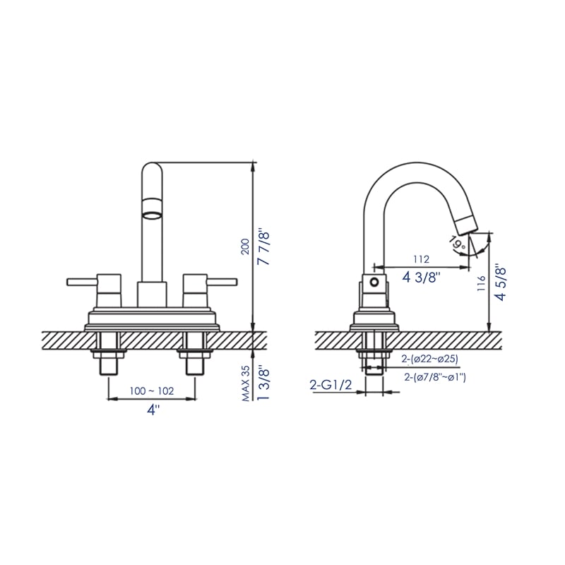Pemberly Row Polished Chrome Two-Handle 4'' Centerset Bathroom Faucet