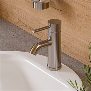 Pemberly Row Contemporary Brushed Nickel Single Lever Bathroom Faucet