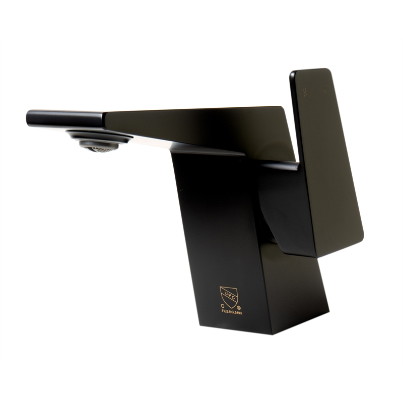 Pemberly Row Contemporary Black Matte Single Hole Bathroom Faucet
