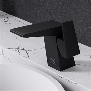Pemberly Row Contemporary Black Matte Single Hole Bathroom Faucet