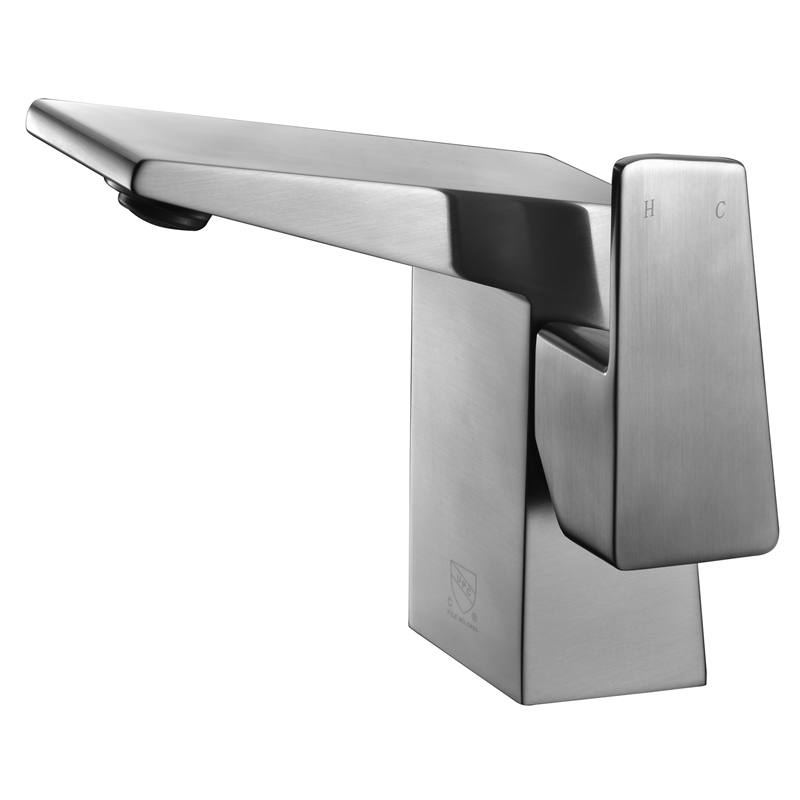 Pemberly Row Brushed Nickel Modern Single Hole Bathroom Faucet