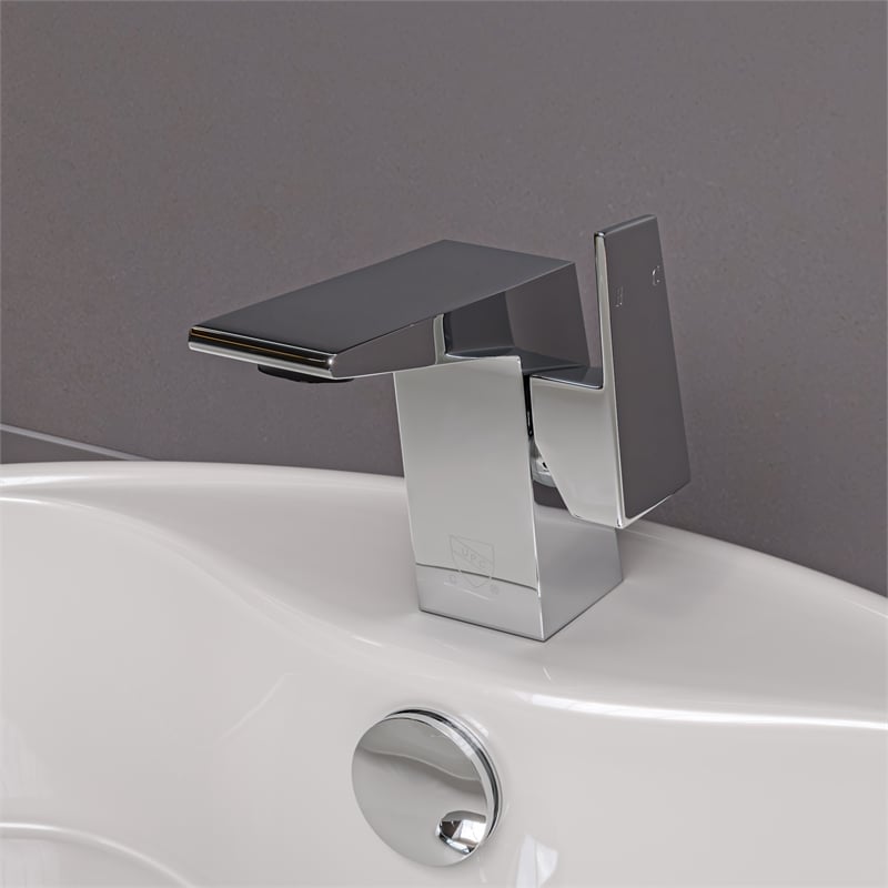 Pemberly Row Polished Chrome Modern Single Hole Bathroom Faucet