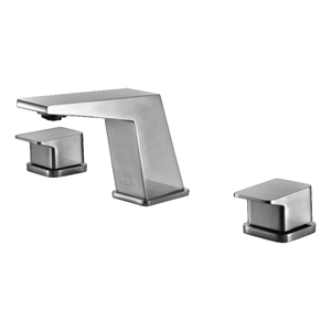 Pemberly Row Brushed Nickel Modern Widespread Bathroom Faucet