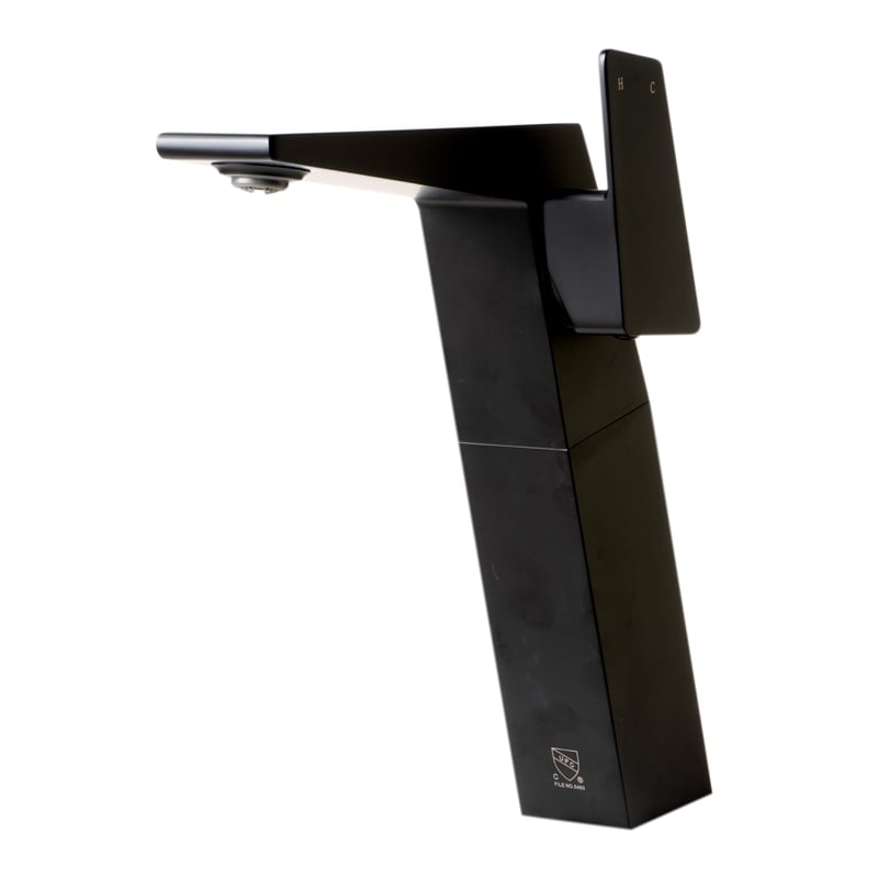 Pemberly Row Contemporary Black Matte Single Hole Tall Bathroom Faucet