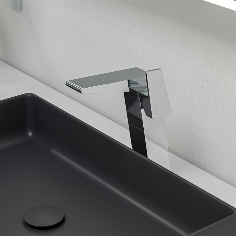 Pemberly Row Polished Chrome Single Hole Tall Bathroom Faucet